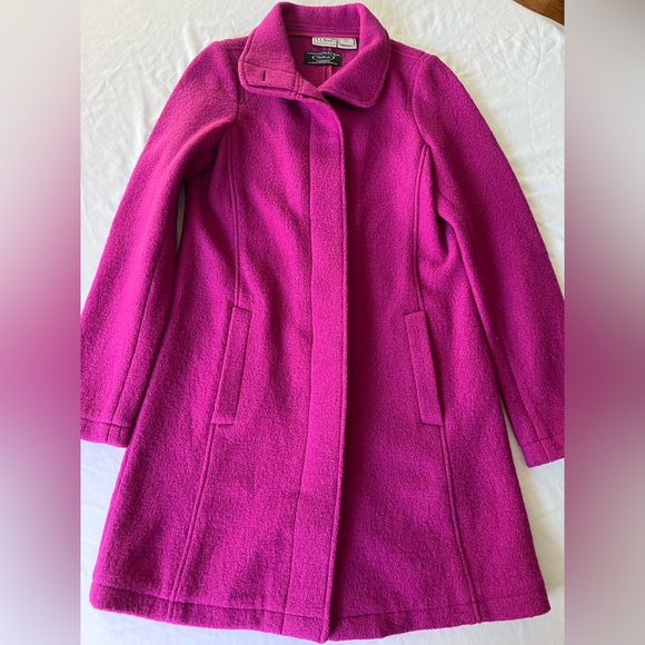 L.L. Bean with Bellandi Womens Coat Pink 100% Wool Made in Italy Fushia Size XS - Picture 9 of 13
